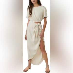 Free People Cream Two-Piece Wrap Skirt Dress